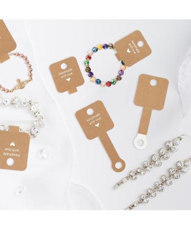 Joycraft 100Pcs Self Adhesive Bracelet Display Cards - Kraft Handmade with Love - Jewelry Packaging Blank Cards for Bracelet and Necklace - 4x1.5 Inches (Pack of 100) - Buy Online on GoSupps.com