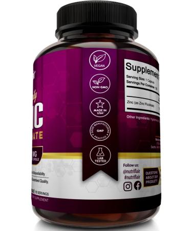 NutriFlair Zinc Picolinate 100mg 120 Capsules - Vegan Non-GMO Made in USA Third-Party Lab Tested - Buy Online on GoSupps.com