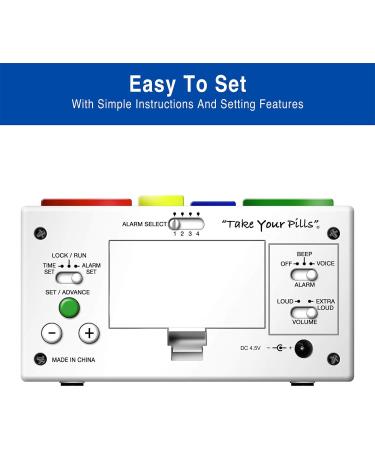 Monthly Pill Organizer System - 31 Day Pill Box with 4 Daily Compartments & Talking Alarm Clock for Medications Vitamins and Supplements - Buy Online on GoSupps.com