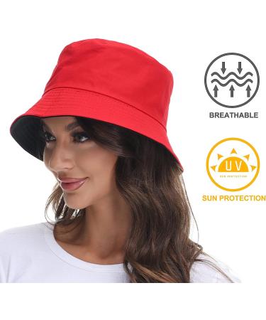 Women's Reversible Black-Red Bucket Hat for Summer | Outdoor Beach Cap - Buy Online on GoSupps.com