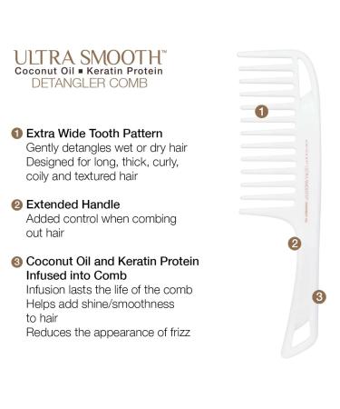 Cricket Ultra Smooth Coconut Detangler Comb for Wet & Dry Hair - Anti-Frizz & Detangling Shower Comb with Coconut Oil and Keratin Protein - Long, Thick, Curly Hair - Buy Online on GoSupps.com