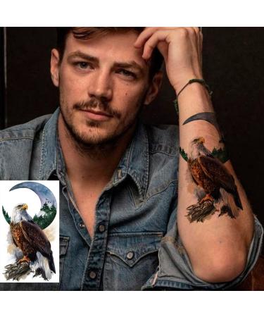 Ooopsiun 12 Large Sheets Eagle Temporary Tattoos | Waterproof Body Sticker for Men & Kids | 3D Eagle Arm Tattoos - Buy Online on GoSupps.com