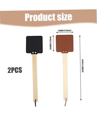 Fly Swatter Hand 2PCS PU Fly Swat with Wood Hand Simple Rustic Fly Squatters 44x13x11.5cm Manual Fly Bat with Hanging Rope for Indoor Outdoor Mosquito Control - Buy Online on GoSupps.com