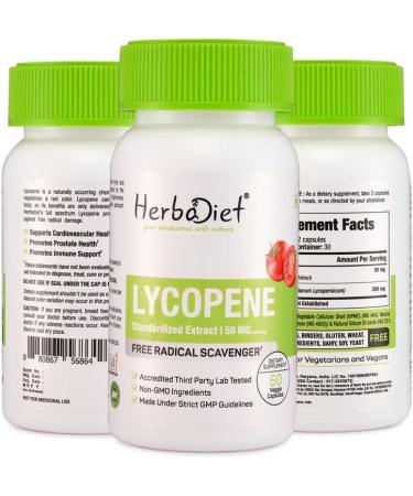 Lycopene 50mg Capsules - Natural Prostate & Immune Support - Antioxidant for Heart Vision & Eye Health - Pure Tomato Extract (120 Caps) - International Shipping Available - Buy Online on GoSupps.com