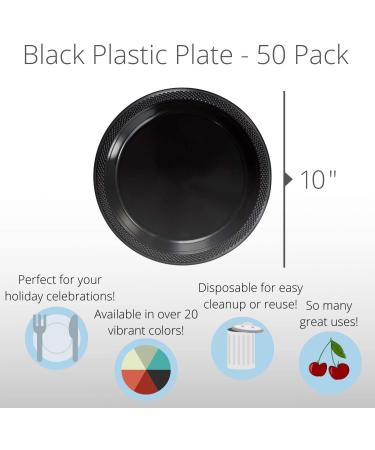 Black Plastic Plates - 10 Inch, 50 Count - Disposable Dinner Party Plates for All Occasions - Buy Online on GoSupps.com