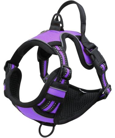 No Pull Adjustable Dog Bowls | Breathable Reflective Soft Padded Dog Dishes - Purple Medium - Buy Online on GoSupps.com