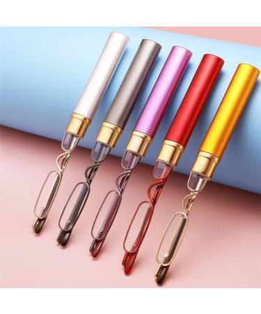BILIZA Mini Slim Pen Reading Glasses - Compact Metal Frame Eyeglasses with Clip Case (Red 1.5X) - International Shipping Available - Buy Online on GoSupps.com