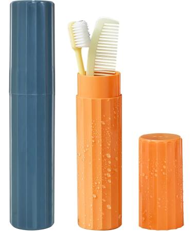 Zimoer Travel Toothbrush Cup Set | Portable Blue & Orange Toothpaste Holder for Camping School Business Trips & Home - Buy Online on GoSupps.com