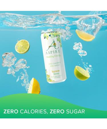 ASPIRE Healthy Energy Drink 12 x 330ml Cans - Zero Calories, Zero Sugar, Plant Based Caffeine & Multivitamins - Vegan & Gluten Free (Lemon/Lime) - Buy Online on GoSupps.com