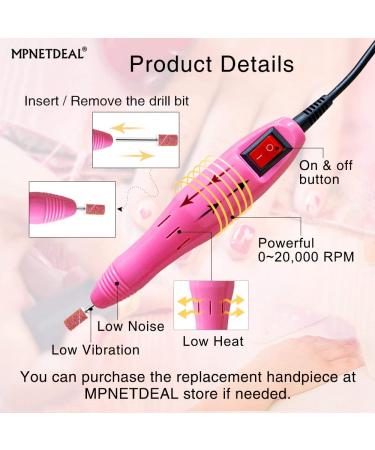 Electric Nail Drill Set Kit for Acrylic Nails Gel Art - Pink MPNETDEAL Efile Machine - Salon Quality at Home - Buy Online on GoSupps.com