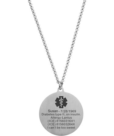 Personalized Medical Alert ID Necklace for Men & Women - Customize Patterned Jewelry with Free Engraving | MunsteryAid - Buy Online on GoSupps.com