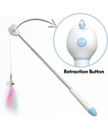 PETVERA Retractable Wand Cat Toy - Interactive Feather String Toy for Indoor Play - Best Teaser Laser Toy for Kittens - Blue Cat Fishing Stick - Buy Online on GoSupps.com