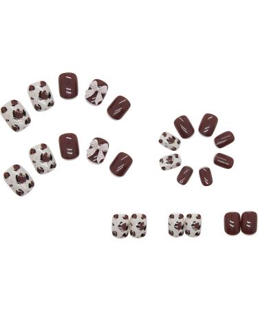 24Pcs/Set Press On Nails Leopard Bow Design Patch False Nails Acrylic Fake Nails Full Cover Nails Tips Artificial Finger Manicure Press on nails for Women and Girls - Buy Online on GoSupps.com