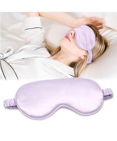 Sleep Mask Silk Sleeping Eye Mask for Women Men Adjustable Light Comfy Eye Sleep Shade Cover Blindfold for Travel Yoga Nap (Light Purple)