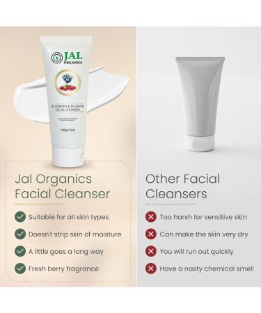 Blueberry & Rhubarb Gentle Facial Cleanser - Hydrating Antioxidant Natural Face Wash for All Skin Types - pH-Balanced Exfoliating Cleanser for Men & Women - 3.5 Oz - Buy Online on GoSupps.com