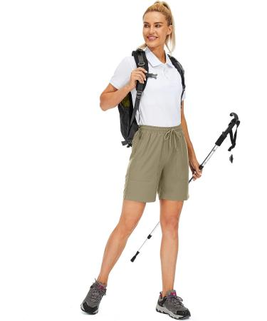 Asfixiado Women's Quick Dry Hiking Cargo Shorts - X-Large Khaki | Lightweight Summer Shorts for Outdoor Travel with Zipper Pockets - Buy Online on GoSupps.com
