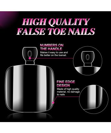 AIMeili 550 Pieces Clear Transparent False Toe Nails - Full Cover Artificial Toenail Tips with Storage Box - Buy Online on GoSupps.com
