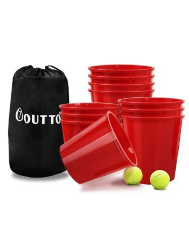 OTTARO Outdoor Pong Set, Giant Yard Pong Game Set for Adults and Kids, Outdoor Indoor Game Including 12 Buckets, 2 Balls and a Carry Bag for Yard, Party, Bar, Lawn, Backyard, Tailgating