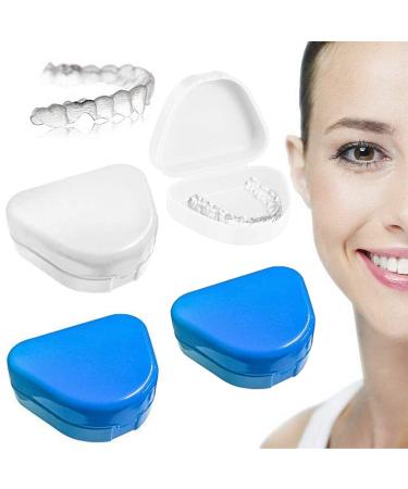 Prosthesis box dentures box box denture box prosthesis box false teeth boxing dental box dental box denture cup container for crunching rail bite rail mouth protection white/Blu