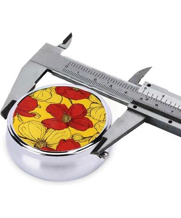 Pretty Poppy Flowers Round Pill Box | 3 Compartment Mini Decorative Travel Medicine Organizer - Buy Online on GoSupps.com
