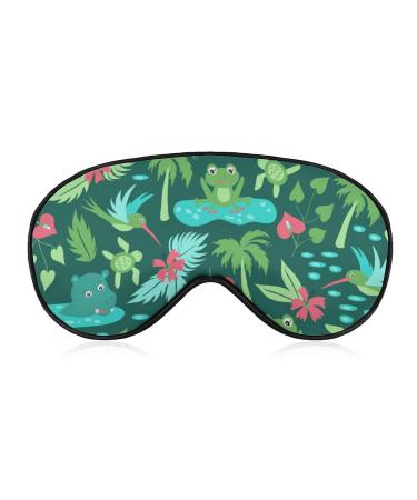 Tropical Jungle Sleep Mask Eye Cover for Sleeping Blindfold with Adjustable Strap Blocks Light Night Travel Nap for Men Women