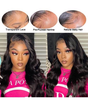 Lace Front Human Hair Wig 22 Inch Body Wave 180% Density - Pre Plucked Natural Black for Black Women - Buy Online on GoSupps.com