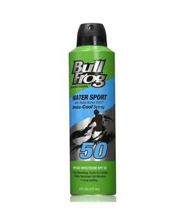 BullFrog Water Armour Sport Instacool Sunscreen Spray SPF 50 6 oz (Pack of 2)