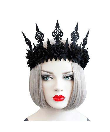 UDIKEFO Halloween Rose Gothic Garland Crown Headband for Women Girl Adults Witcher Makeup Hair Accessories for Halloween Dancing Party Cosplay Masquerade Decoration