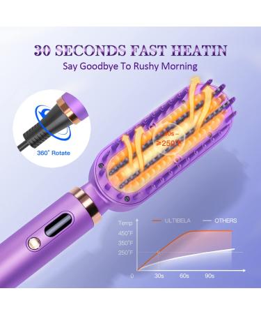 ULTIBELA Ionic Hair Straightener Brush | 30s Fast Heating, 5 Temp Levels, LCD Display | Anti-Scald, Auto Lock & Off | Straightening Brush - Buy Online on GoSupps.com