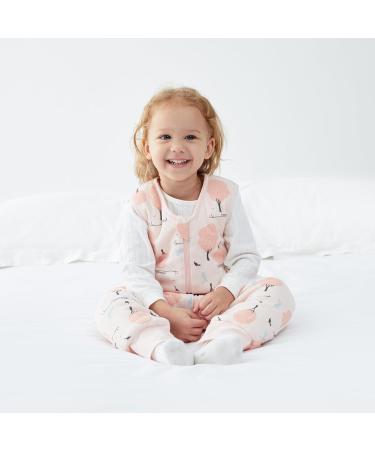 DuoMiaoMiao Baby Sleeping Bag with Legs | 1.5 TOG | 100% Cotton Wearable Blanket | Unisex | 6-18 months | 65cm | Pink Forest Design - Buy Online on GoSupps.com