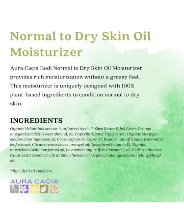 Aura Cacia Bodi Oil Moisturizer for Normal to Dry Skin - 4 fl oz (118 ml) | Hydrating Natural Oil - Buy Online on GoSupps.com