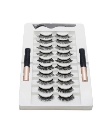 10 Pairs Magnetic Eyelashes And Eyeliner Kit Reusable 3D Magnetic False Lashes Extension No Needed For Makeup Magnetic Eyelash Kit Natural Look Magnetic Eyelash Kit With Applicator Tool