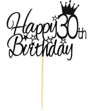Arthsdite 30th Happy Birthday Cake Topper Adult 30 Food Picks for Celebrating Thirty Years Old Birthday Anniversary Party Decorations Supply- Black Glitter Black 30 - Buy Online on GoSupps.com