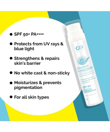 1% Hyaluronic Acid Sunscreen SPF 50 PA++++ | Ultra-Light Hydrating Gel for Daily Use | Suitable for All Skin Types | Unisex | 50g - Buy Online on GoSupps.com