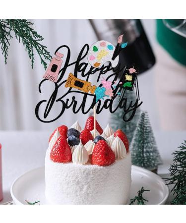 LVEUD Happy Birthday Cake Topper Painting Theme Artist Happy Birthday Cake Topper Drawing Board Happy Birthday Cake Topper - Buy Online on GoSupps.com