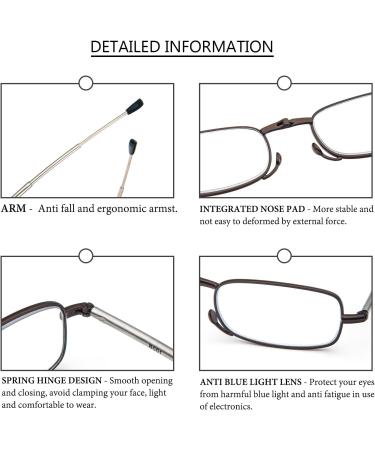 Shop Cokobin Foldable Reading Glasses - Stainless Steel Anti-Blue Light Aid for Men & Women | Compact Hard Shell Case +1.0 (Brown) - Buy Online on GoSupps.com