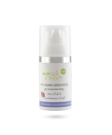 mysalifree Organic anti-aging facial oil - Intensive care for sensitive skin - With a delicate coconut fragrance - 30 ml - Unique in the world - 100% certified organic cosmetic