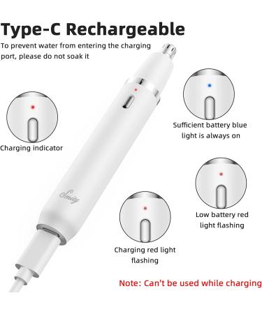 Rechargeable Cordless Nose Hair Trimmer with Dual Edge Blades - LED Light for Easy Painless Trimming - For Men and Women (White) - Buy Online on GoSupps.com