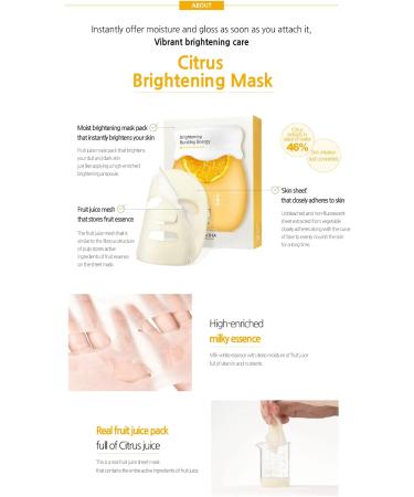 FRUDIA Citrus Mask Sheet Whitening facial mask Jeju mandarin extract contains vitamin C - Buy Online on GoSupps.com