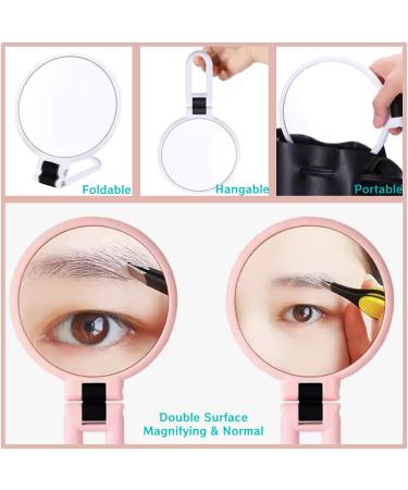 2 Pack Handheld Magnifying Mirror 10x 15x Magnification & 2-Sided Mirrors with Handle Stand Small Pocket Magnified Mirrors for Women Men Girls Kids School Work Travel Outdoors - White - Buy Online on GoSupps.com