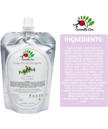 Coccinella Line mud scrub thyme cleanser peeling smoothing agents with pumice stone microgranules numerous natural extracts and thermal water format 150 ml - Buy Online on GoSupps.com