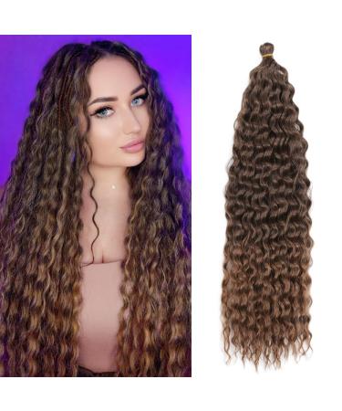 Deep twist crochet hair water shaft twist hair bundle synthetic curly braided hairstyle hair extension ombre kinky curl braided hair part 26 inch 3 packs 26inch T4/10#