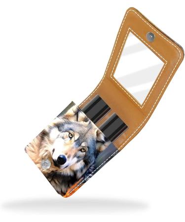 Travel Lipstick Organizer Case | Portable Makeup Bag with Mirror | Animal Portrait Wolf Design - Perfect for International Shipping - Buy Online on GoSupps.com