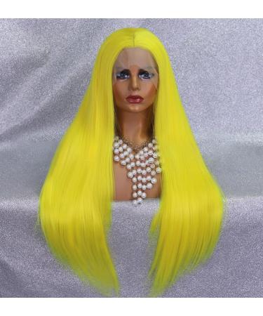 Vebonny 24-Inch Bright Yellow Synthetic Lace Front Wig - Stylish Hair for Fashion & Cosplay | Sunshine Glow-842 - Buy Online on GoSupps.com