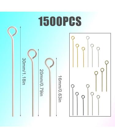 Savita 1500pcs Eye Pins Metal Findings Beading Eyepins - 16/20/30mm (5 Colors) - Jewelry Making Supplies for Earrings & Bracelets - Buy Online on GoSupps.com