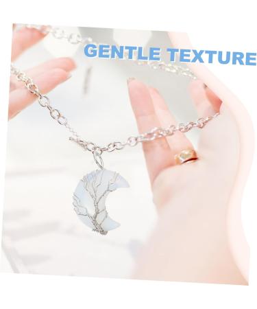 LALAFINA Crystal Moon Pendant Heart Necklace for Girls Chakra Dangle Charm Chain Pendants for Women Women's - Buy Online on GoSupps.com