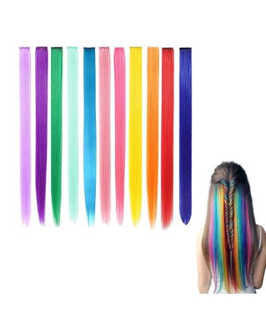 11 pieces of children synthetic hair part girl hair part band hair extension hair parts colorful hair strands hair parts colored hair extensions for children and women