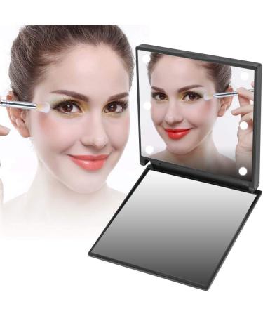 Pocket Mirror Travel Makeup Mirror Dimmable Bright LED Lights Battery Operated Protasble To Carry for Handbag Purses and Travel for Gifts for Girls(black) - Buy Online on GoSupps.com
