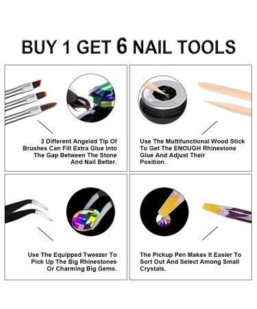 Nail Art Glue Set with Rhinestones - 20ml Jewelry Adhesive Kit for Stones & Gems - Includes Wax Pencil, Brushes, Tweezer - UV/LED Cure Needed - Buy Online on GoSupps.com