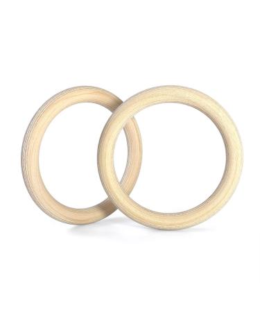 Double Circle Wood Gymnastic Rings (Rings Only) and Exercise Videos Guide for Gym, Compatible with Crossfit, and Bodyweight Training 1.25 Inch Wood Rings Only